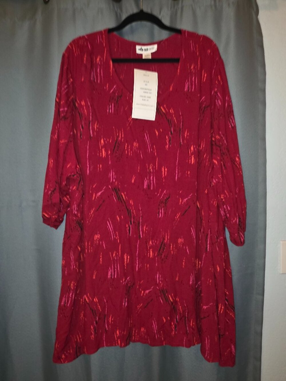 NWT We Be Bop Maxine Lagenlook Crinkle Rayon Blouse Plus-Size  (2x)